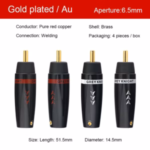 Grey Knight by Xangsane - High End RCA Audio Plug, Pure Red Copper with Gold Plating/6/7/8/9 mm/4set
